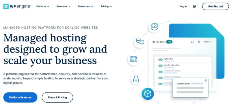 Il sito web di hosting WordPress gestito WP Engine.