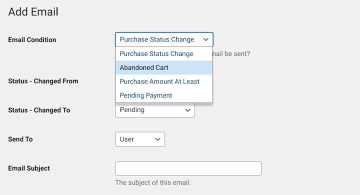 Targeting ready-to-buy customers with an abandoned cart email.