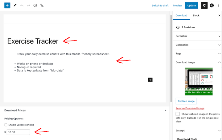 Adding a spreadsheet to sell in WordPress via EDD.