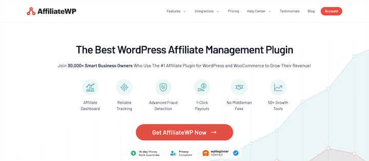 AffiliateWP - one of the best affiliate marketing plugins for WordPress websites.