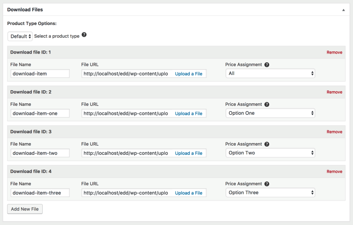 Variable pricing download files settings.