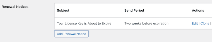 Options to Clone or add a new renewal notice in EDD.