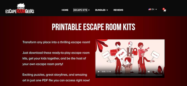 Printable game kits from Escape Room Geeks.