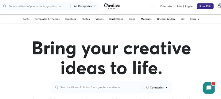 The Creative Market website.