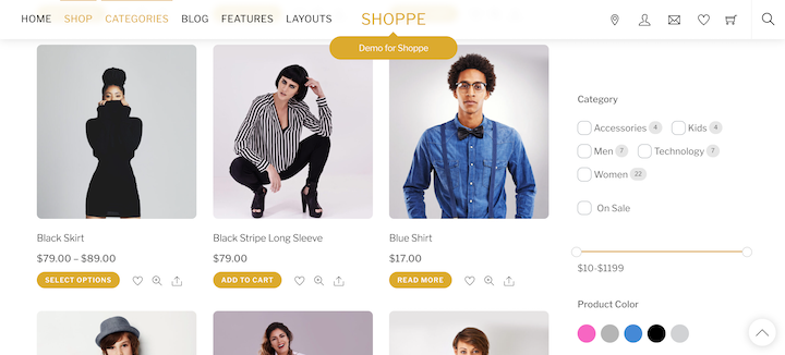 A demo of the Shoppe - one o the best WordPress eCommerce themes. 