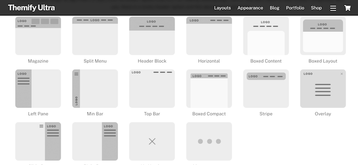 The Themify Ultra theme layout options.