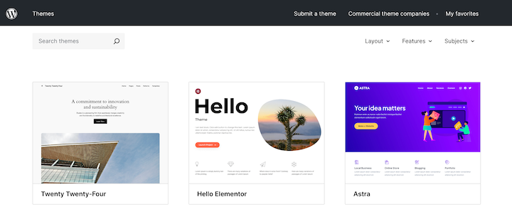 The WordPress Theme Directory.