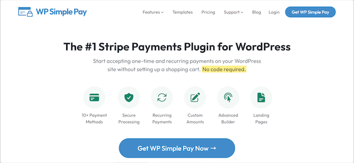 The WP Simple Pay plugin website.