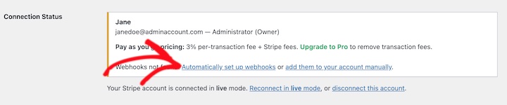 Automatically setting up webhook configuration in EDD to connect Stripe payment element in WordPress.