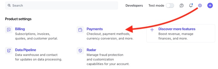 The Stripe Payment settings .