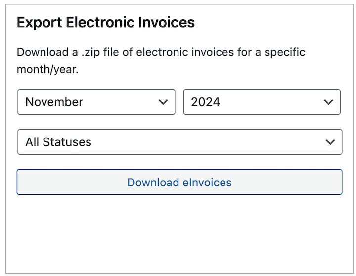 The option to export electronic invoices in Easy Digital Downloads Reports.