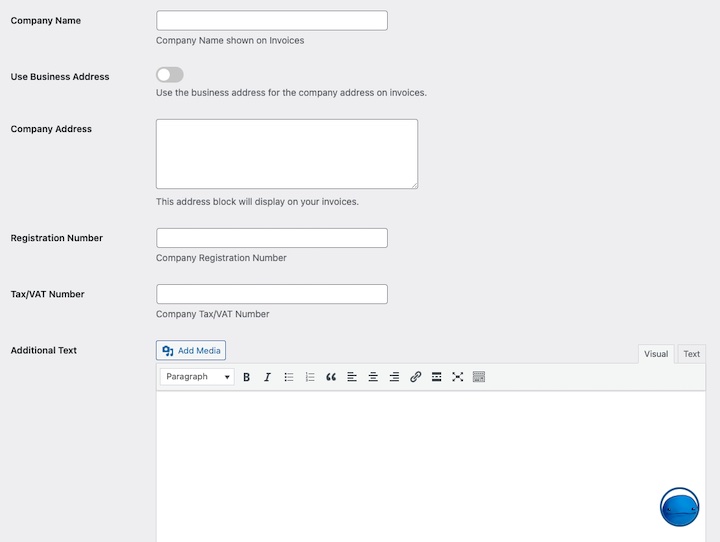 Settings in EDD to customize invoice template content.