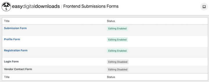 The EDD Frontend Submissions Forms in WordPress.