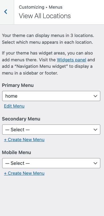 Customizing WordPress menu locations.