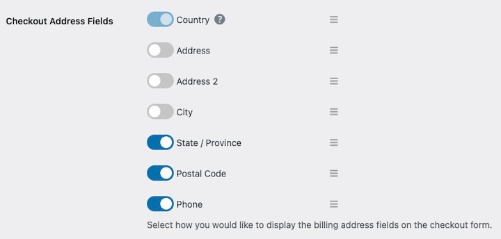 Screenshot – Easy Digital Downloads Toggles to customize checkout address fields in WordPress.