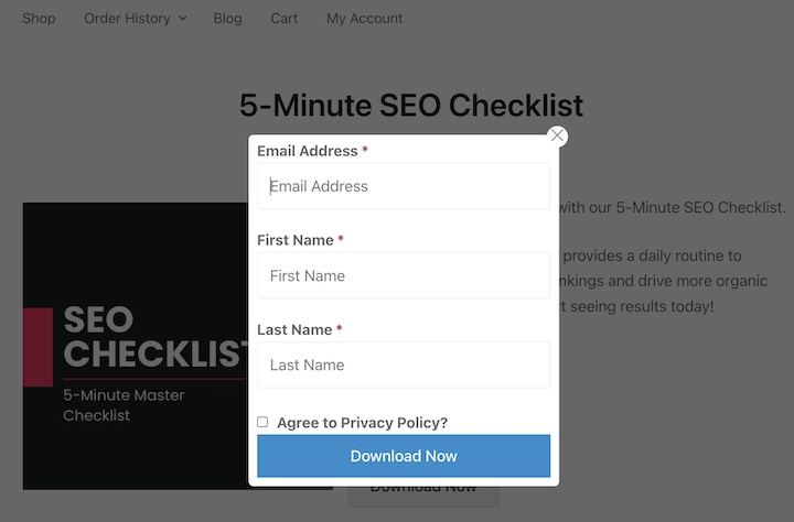 Screenshot – Easy Digital Downloads Free download email capture in WordPress.