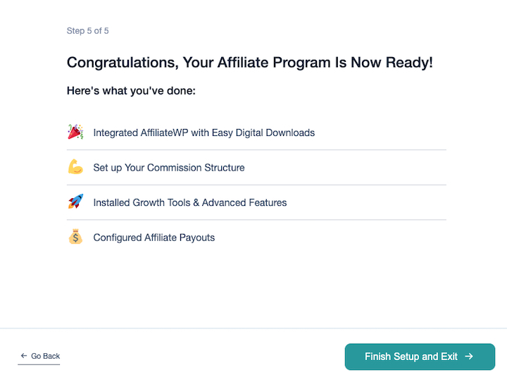 Screenshot – Easy Digital Downloads Last step of setting up affiliate program in WordPress with AffiliateWP plugin