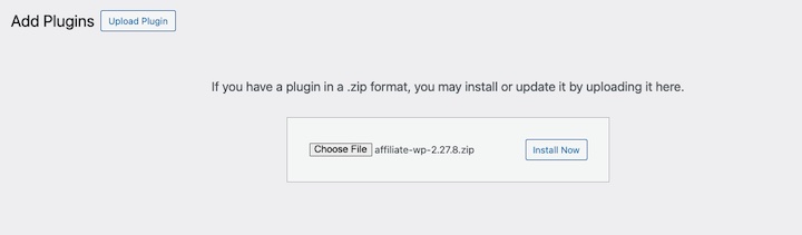 Screenshot – Easy Digital Downloads Installing the AffiliateWP plugin to start an affiliate program in WordPress.