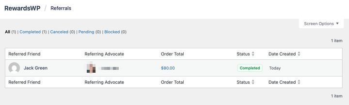 referrals-wordpress-dashboard-rewardswp – Easy Digital Downloads The RewardsWP referrals admin screen.