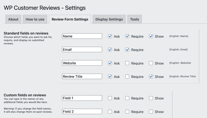 wp-customer-reviews-plugin-settings – Easy Digital Downloads WP Customer Reviews plugin settings in WordPress.