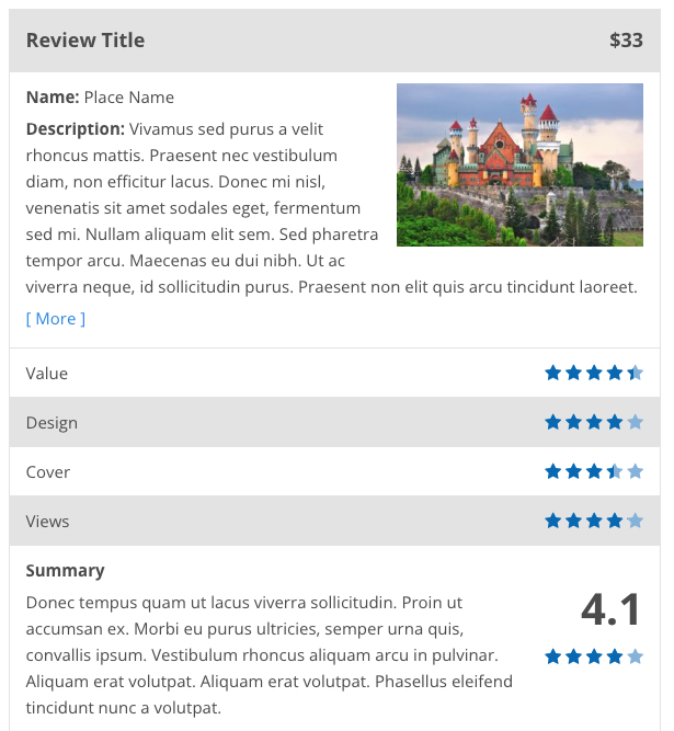 Screenshot – Easy Digital Downloads Demo showing what WordPress product reviews look like with WP Review Pro plugin.
