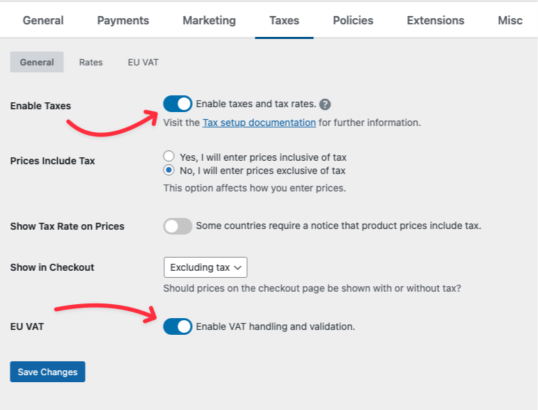 image – Easy Digital Downloads Enabling the EU VAT feature in Easy Digital downloads.