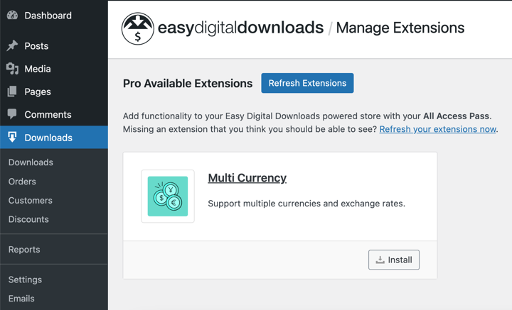install-multi-currency-edd-extension – Easy Digital Downloads Install the EDD Multi Currency extension in WordPress.