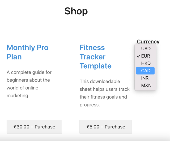 Displaying multi-currency pricing for eCommerce store using Easy Digital Downloads.