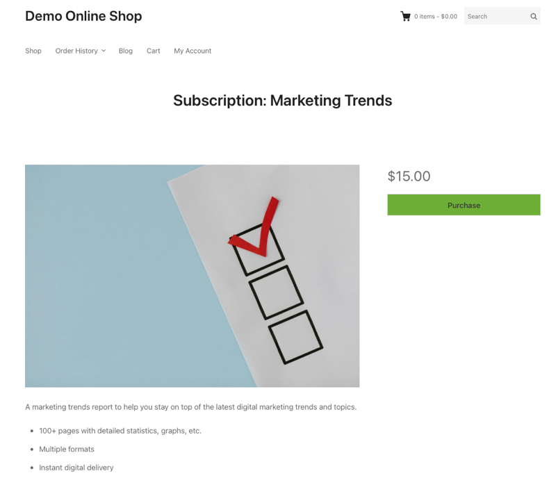Product page to sell subscriptions in WordPress using Easy Digital Downloads.