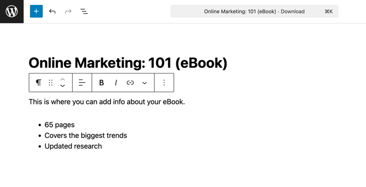 Creating new product page for selling eBooks online in Easy Digital Downloads.