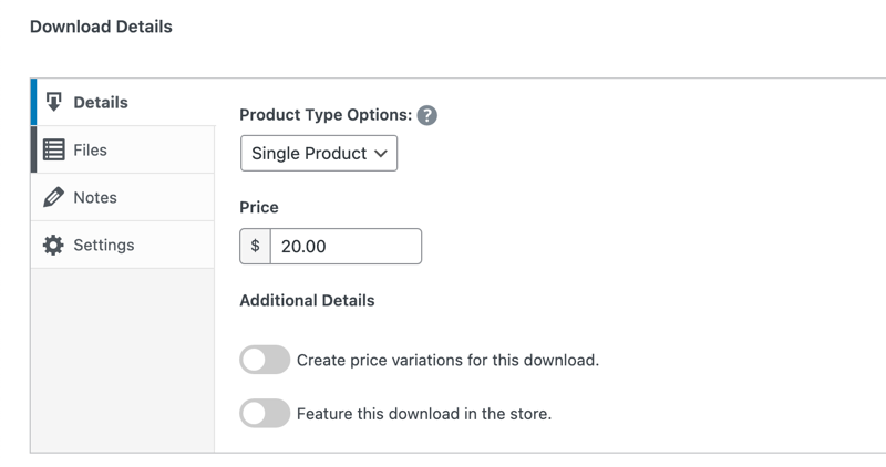Adding pricing and download details to sell eBook online with EDD.