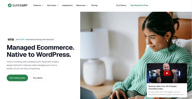 SureCart plugin website.