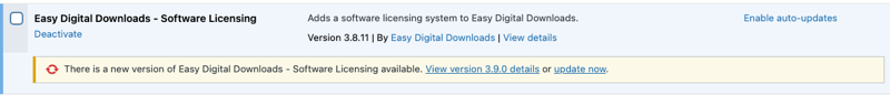 Setting in Easy Digital Downloads. to update the Software Licensing extension to latest version.