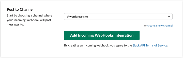 add-webhooks-channel-slack-integration – Easy Digital Downloads Choosing a channel to post from WordPress and EDD for Slack integration.