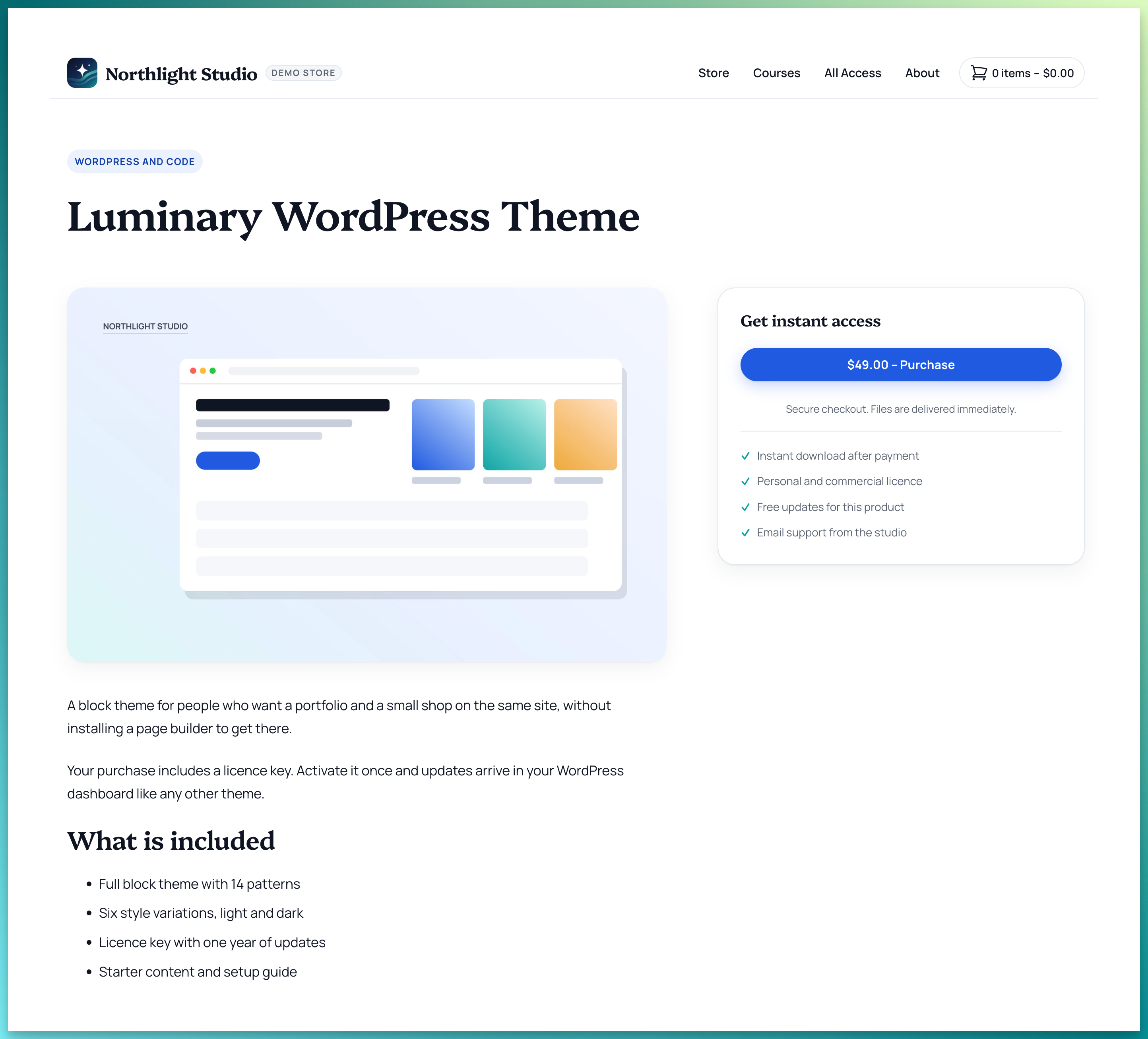 Przykład strony produktu do zakupu i licencjonowania oprogramowania w WordPress z Easy Digital Downloads.