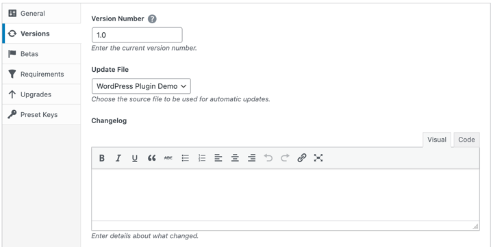 Software licensing version settings in EDD.