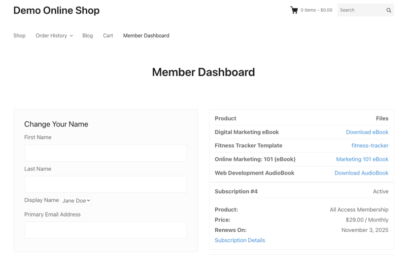 Creating Customer Account page for All Access Membership.