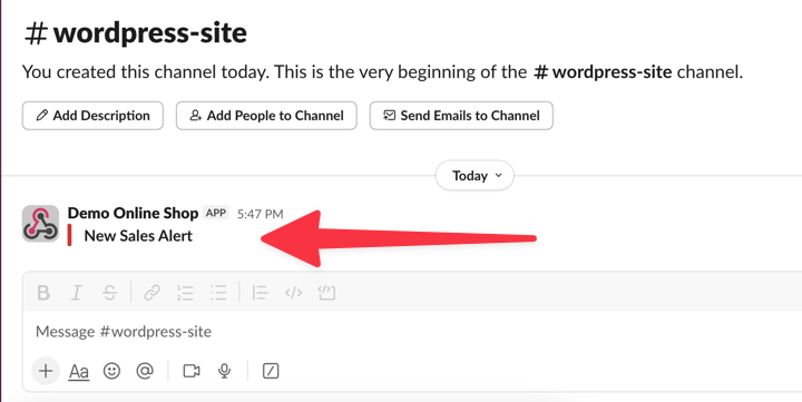 new-sales-alert-slack-notification – Easy Digital Downloads A new sales alert from EDD Slack integration in WordPress.