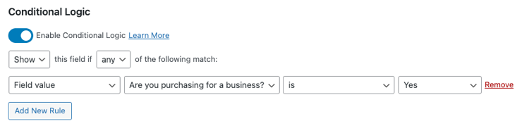 Enabling conditional logic in Checkout Fields Manager extension in EDD.