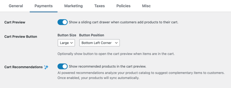 Cart Recommendations settings in Easy Digital Downloads.