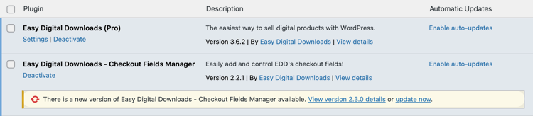 Updating Easy Digital Downloads plugin Checkout Fields Manager.