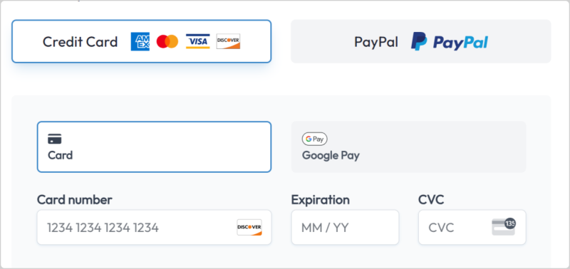 WordPress Payment gateways on a checkout form for an online store.