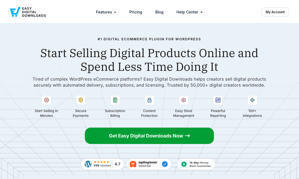 Homepage of the best WordPress plugin for eCommerce