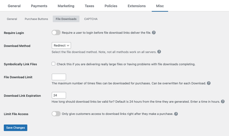 edd-pdf-file-download-settings – Easy Digital Downloads The file download settings in Easy Digital Downloads to configure PDF delivery and download options.