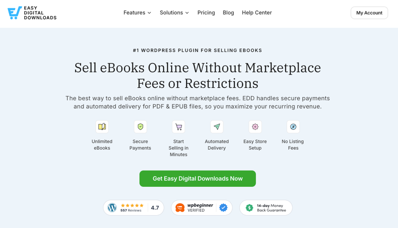 Sell eBooks on WordPress with Easy Digital Downloads plugin