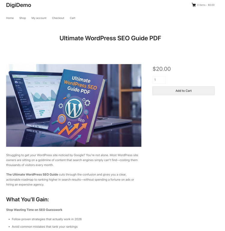 sell-pdfs-on-wordpress-easy-digital-downloads – Easy Digital Downloads Product page selling PDFs in WordPress using Easy Digital Downloads.