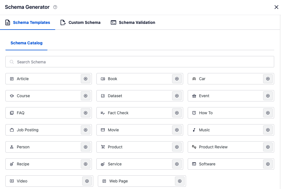 Lo Schema Generator di AIOSEO per creare schemi di prodotto e aiutare con l'ottimizzazione dei prodotti digitali e la ricerca AI.