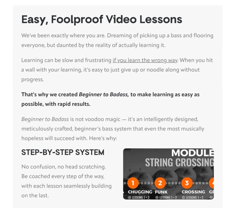 Ejemplo de descripción de producto digital efectiva con formato de párrafo narrativo.