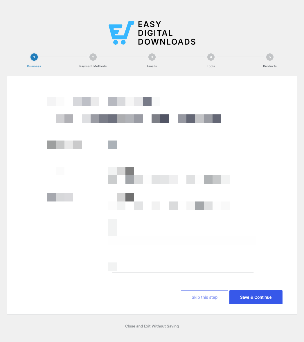edd-setup-wizard-onboarding-start – Easy Digital Downloads Easy Digital Downloads Onboarding Save & Continue Options