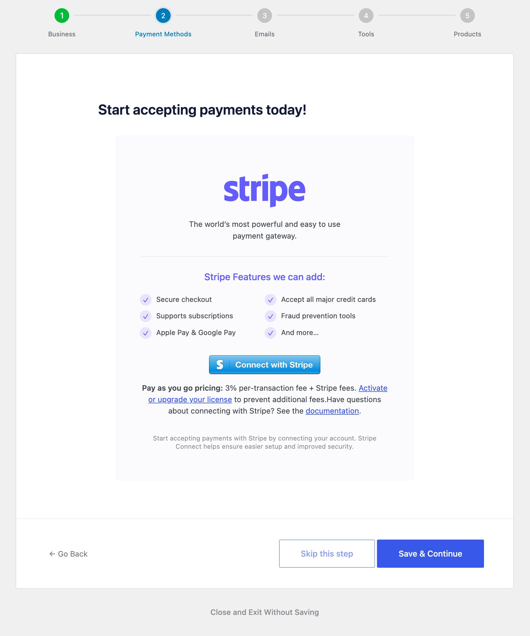 edd-setup-wizard-step-2 – Easy Digital Downloads The Payment Methods Step 2 of EDD Setup Wizard.